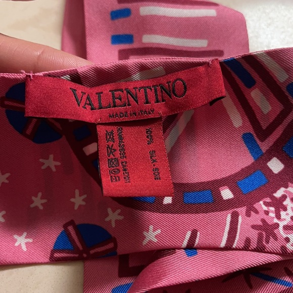 Valentino printed bandeau scarf twilly al campione shadow pink 💕